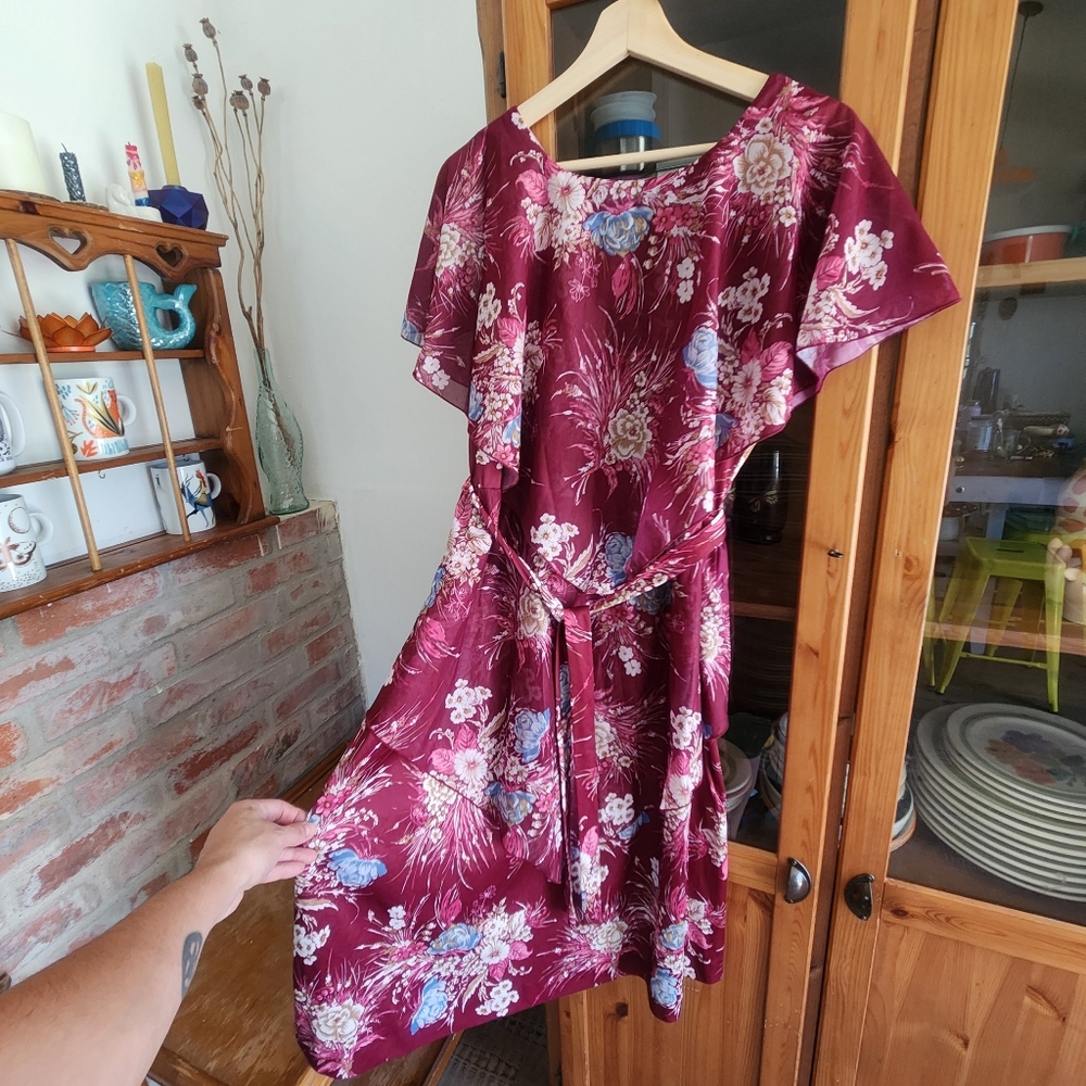 Vintage Teired Flutter Sleeve Disco Sun Dress